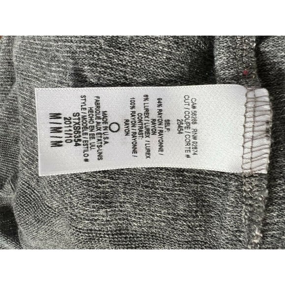 Splendid Womens Tunic Sweater Gray Stripe Short Sleeve Drape Neck Tight Knit M - Picture 11 of 12